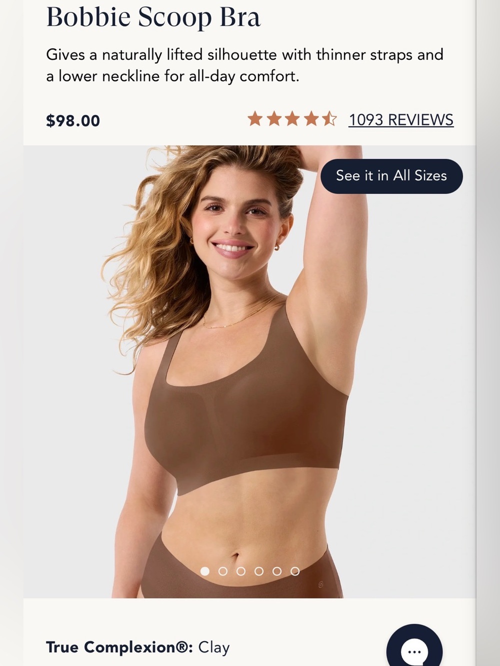 Evelyn & Bobbie Scoop Bra NWT , size small , color clay